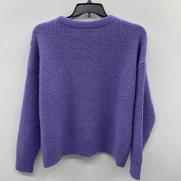 On 34th Womens Plus Size 0X Chunky-Knit Crewneck Sweater Bright Iris Purple 160 - Picture 3 of 7